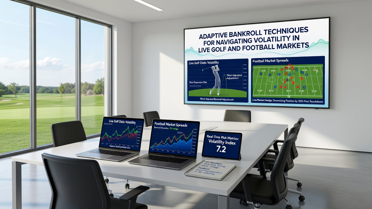 Illustration of live football match odds movement alongside bankroll allocation adjustments