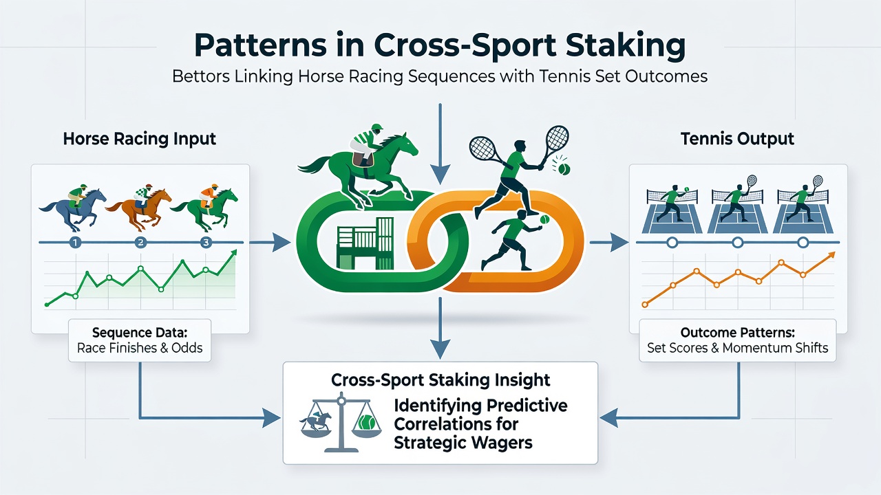 Detailed charts showing cross-referenced horse racing and tennis betting sequences