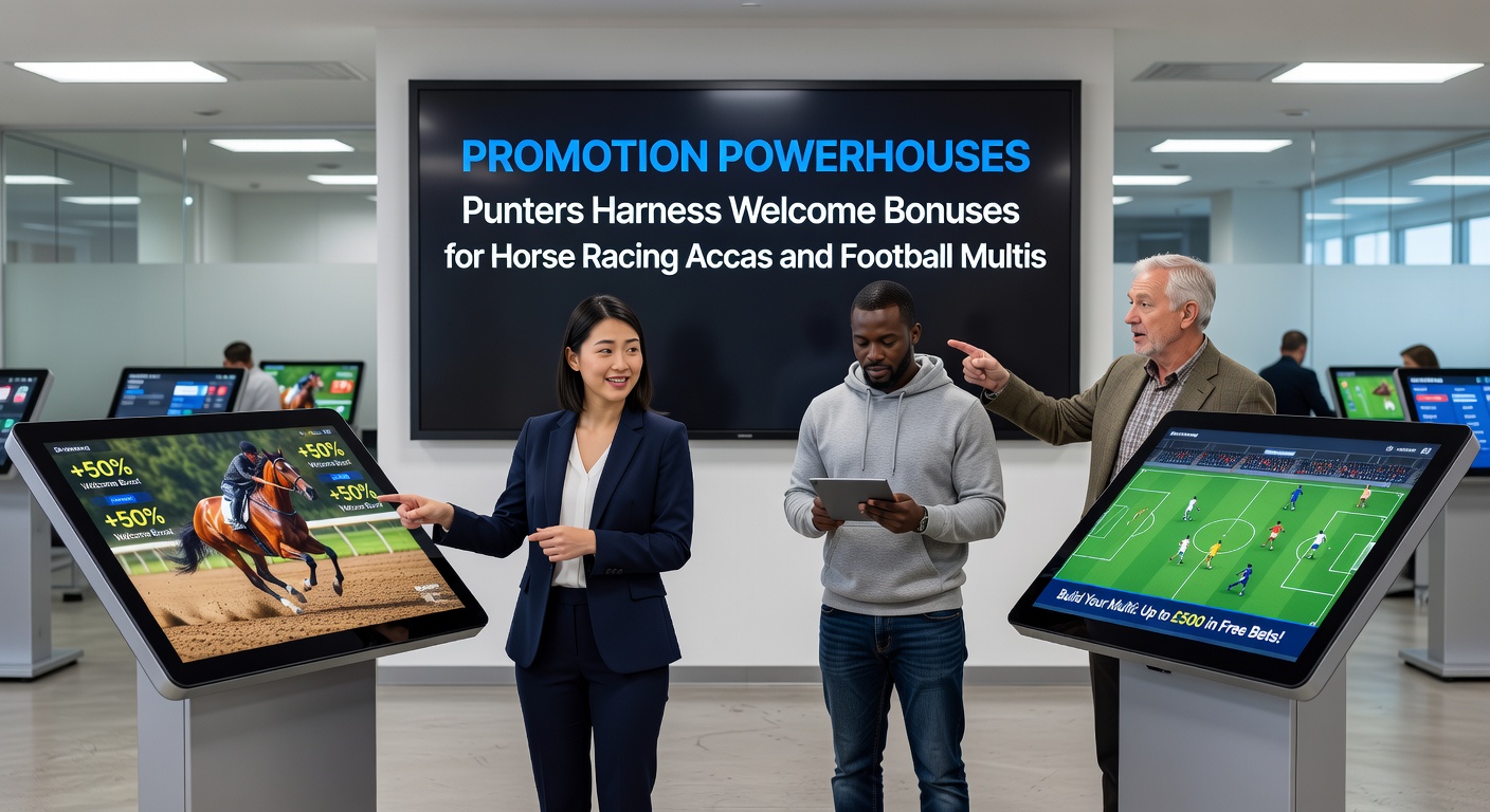 Football multis displayed on a betting slip alongside a welcome bonus notification, illustrating multi-leg strategies