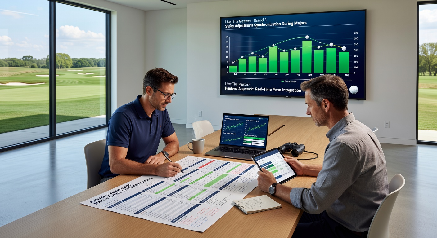 Detailed charts displaying synchronized stake levels for golf and flat racing events over a season timeline